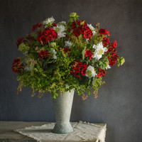 19.5" RED GERANIUM BUSH