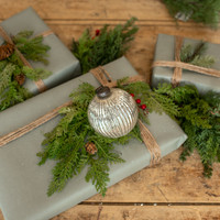 4" RIBBED SILVER KUGEL ORNAMENT