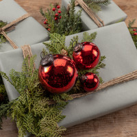 3" RED KUGEL ORNAMENT