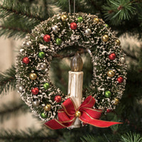 6" BOTTLEBRUSH WREATH W/ CANDLE