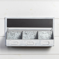 WHITE DIVIDED BIN & CHALKBOARD