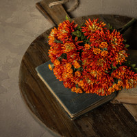 15.5" DARK ORANGE MUM BUSH