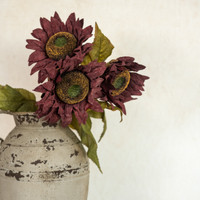 27" WINE SUNFLOWER STEM