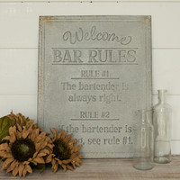 FADED METAL BAR RULES SIGN