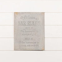 FADED METAL BAR RULES SIGN