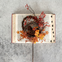 24" LEAVES & BERRIES W/CONES STEM