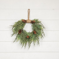 16" CEDAR HANGING WREATH W/CONES