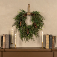 16" CEDAR HANGING WREATH W/CONES