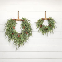 28" CEDAR & CONES HANGING WREATH