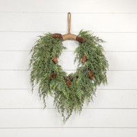 28" CEDAR & CONES HANGING WREATH