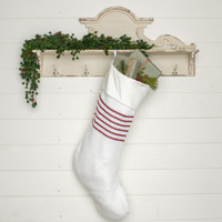 36" WHITE STOCKING WITH RED STRIPES