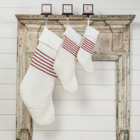 36" WHITE STOCKING WITH RED STRIPES