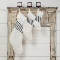 36" WHITE STOCKING WITH BLACK STRIPES