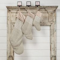 24" GREY STOCKING WITH WHITE STRIPES