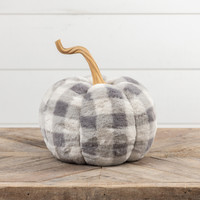 10.75" GREY BUFFALO CHECK PUMPKIN
