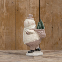 12.5" SURPRISED SNOWMAN CARRYING TREES