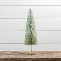 20" GREEN OMBRE FLOCKED LONG STEM BOTTLEBRUSH TREE
