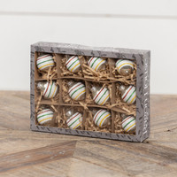 SET/ 12 BALL ORNAMENTS STRIPES