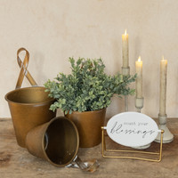 SET/ 3 GOLD FLOWER POTS
