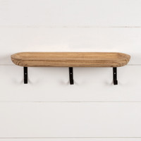 20" WOOD SHELF WITH WALL HOOKS