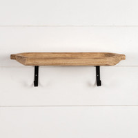 18" WOOD SHELF WITH WALL HOOKS
