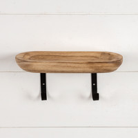 12" WOOD SHELF WITH WALL HOOKS
