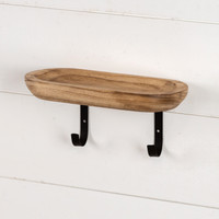 12" WOOD SHELF WITH WALL HOOKS