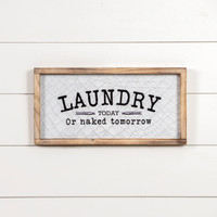 19.75" WHITE FRAMED LAUNDRY SIGN