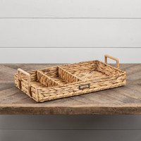 THREE SECTION WOVEN TRAY W/HANDLES