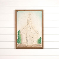 PRESSED METAL CHURCH FRAMED WALL SIGN