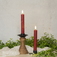 SET/ 2 - 7.25" 3D FLAME RED TAPER CANDLE