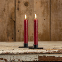 SET/ 2 - 7.25" 3D FLAME RED TAPER CANDLE