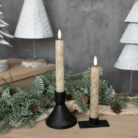 SET/ 2 - 7.25" 3D FLAME CREAM TAPER CANDLE