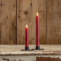 SET/ 2 - 6.75" MOVING FLAME RED TAPER CANDLE