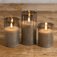 4" CHARCOAL GLASS 3D FLAME CANDLE