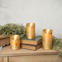 4" MOVING FLAME GOLD PILLAR CANDLE