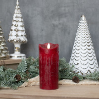 7" MOVING FLAME RED PILLAR CANDLE