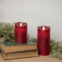 7" MOVING FLAME RED PILLAR CANDLE