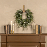 16" SNOWY CEDAR HANGING WREATH