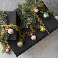 6' GOLD TINSEL GARLAND WITH GLASS BULBS