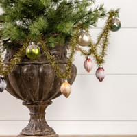 6' GOLD TINSEL GARLAND WITH GLASS BULBS