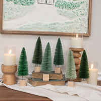 SET/6 - 9" GREEN HUES BOTTLE BRUSH TREES