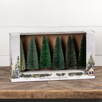 SET/6 - 9" GREEN HUES BOTTLE BRUSH TREES
