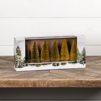 SET/6 - 6" MUSTARD HUES BOTTLE BRUSH TREES
