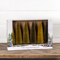 SET/6 - 12" MUSTARD HUES BOTTLE BRUSH TREES