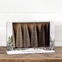 SET/6 - 12" TAN HUES BOTTLE BRUSH TREES