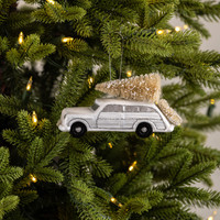MATTE WHITE CAR W/ TREE ORNAMENT