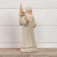 16" IVORY SANTA W/ SNOWY TREE