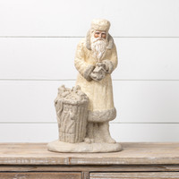 18" CREAM & GREY SANTA W/ TOY BAG