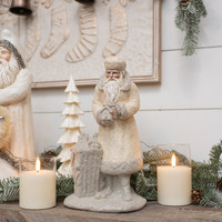 12" CREAM & GREY SANTA W/ TOY BAG